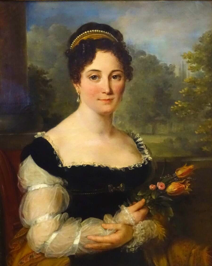 Constance Marie Charpentier - Ritratto di una signora con un mazzo di fiori, 1817